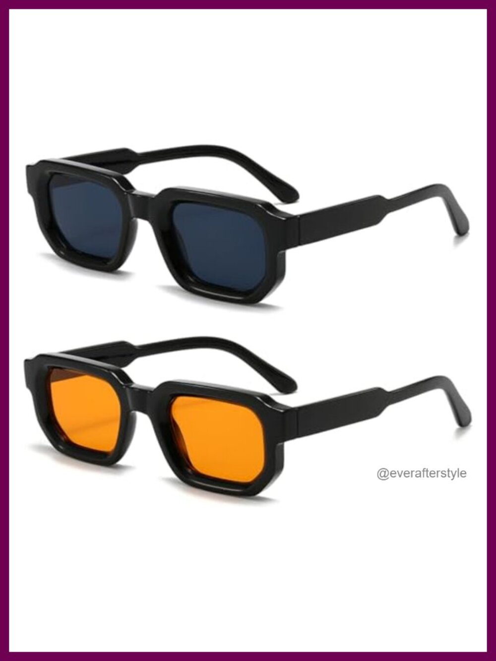 Retro Rectangle Sunglasses UV400 Full Frame Unisex Adult